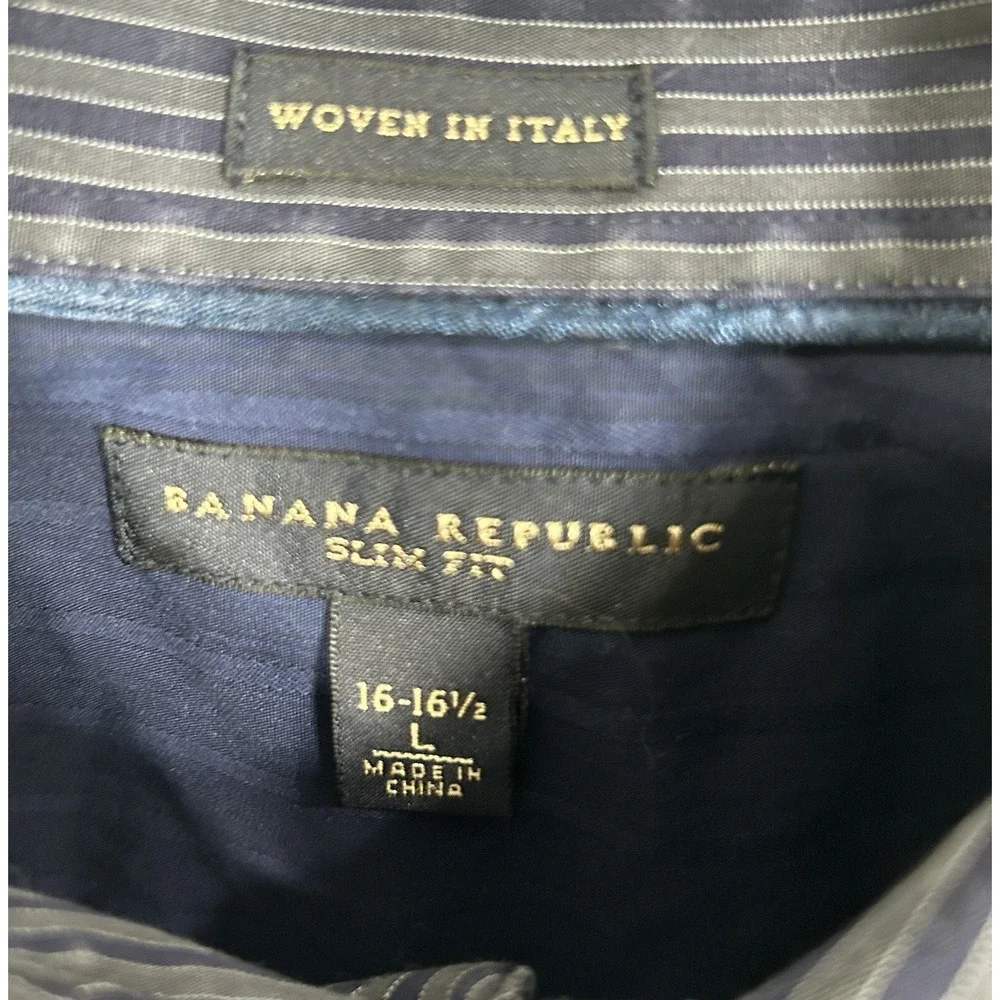 Banana Republic Slim Fit Shirt Men's Large French Cuff Button-Down 16-16.5 Italy